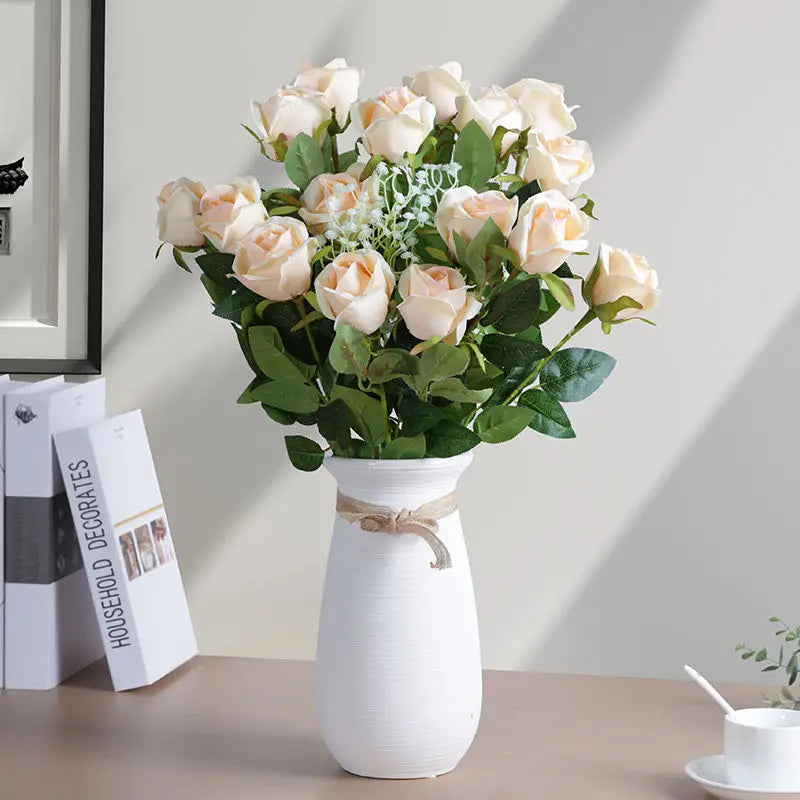 10pcs Champagne Snow Mountain Artificial Roses - Perfect for DIY Decor-2