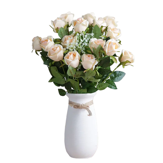 10pcs Champagne Snow Mountain Artificial Roses - Perfect for DIY Decor-0